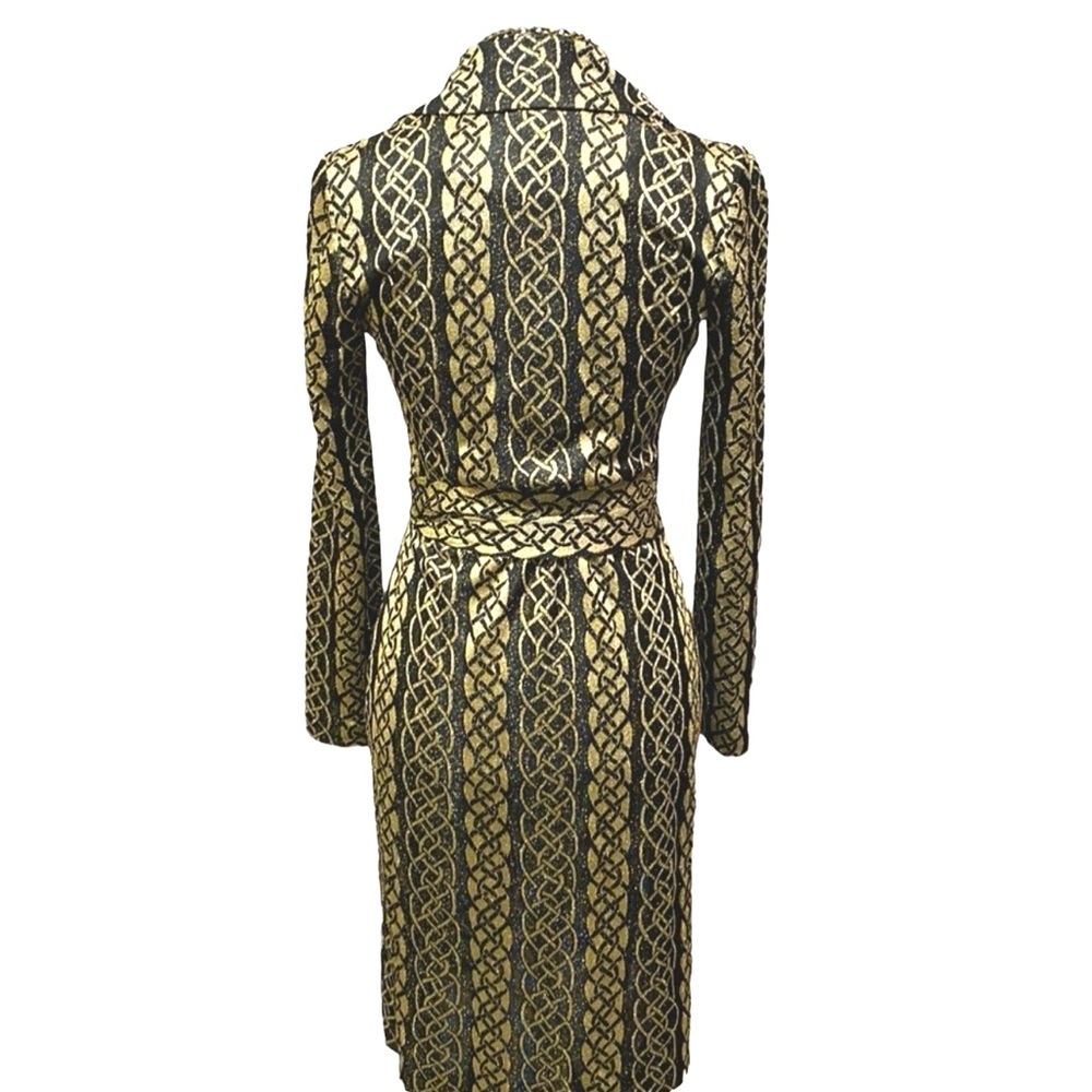 Diane Von Furstenberg Black & Gold Wrap Dress - image 7